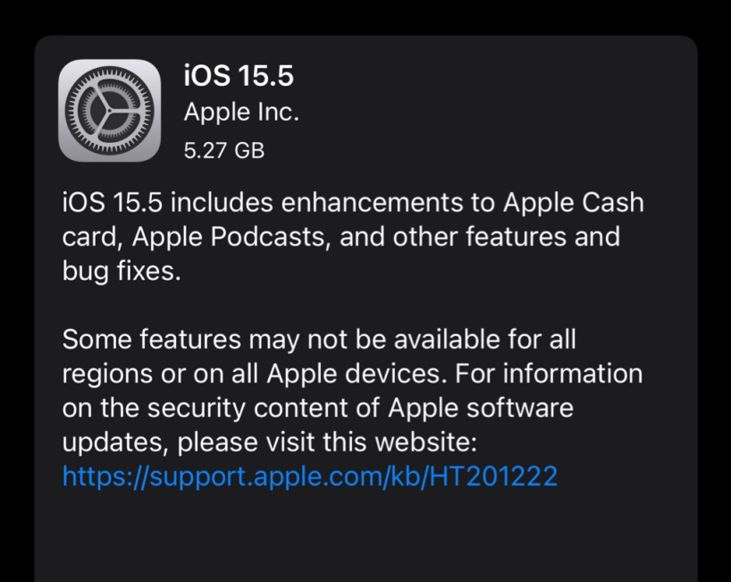 工业园区苹果手机维修分享iOS 15.5 RC版更新内容及升级方法 